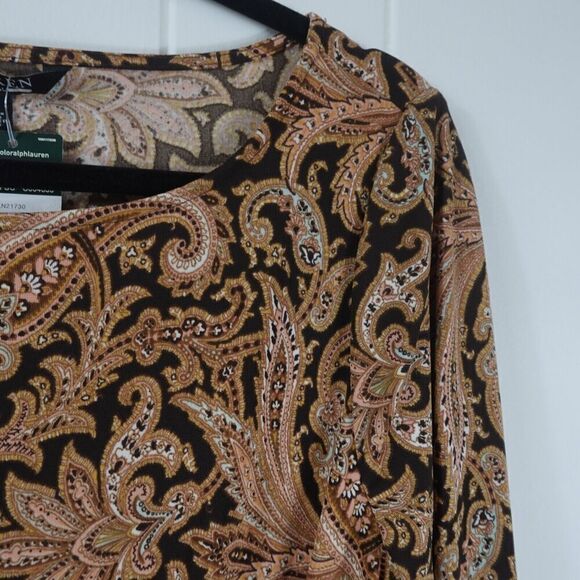 Ralph Lauren Womens Brown Paisley Shift Dress Size 12 - Picture 8 of 16